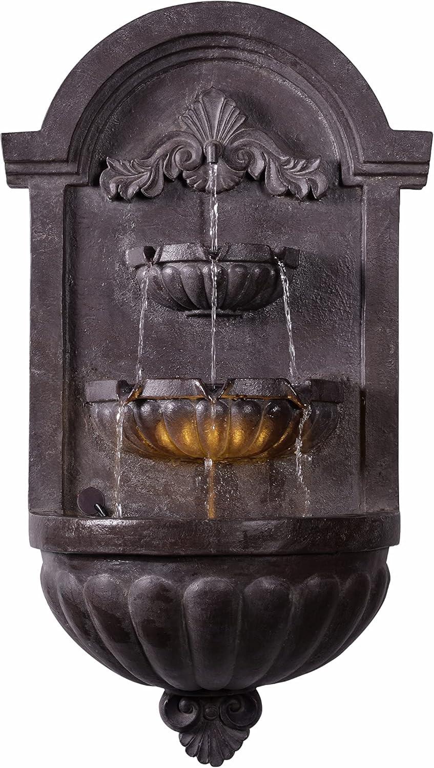 San Pablo Indoor/ Outdoor Wall Fountain with Bronze Finish, Classic Style, 35" H