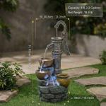 32" H Grey Resin Outdoor Water Fountain Vintage Pump Freestanding Water Feature