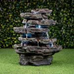 Tiered Water Fountain Outdoor W/9 White LEDs Resin Yard Decor