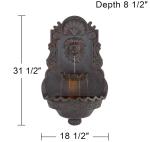 Outdoor Wall Fountain LED Classic Vintage Lion Head Style Patio Garden Waterfall