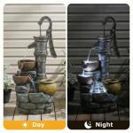 32" H Grey Resin Outdoor Water Fountain Vintage Pump Freestanding Water Feature