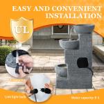 Outdoor Water Fountain with LED Lights, 4-Tier Bowl and Stacked Stones Fountain