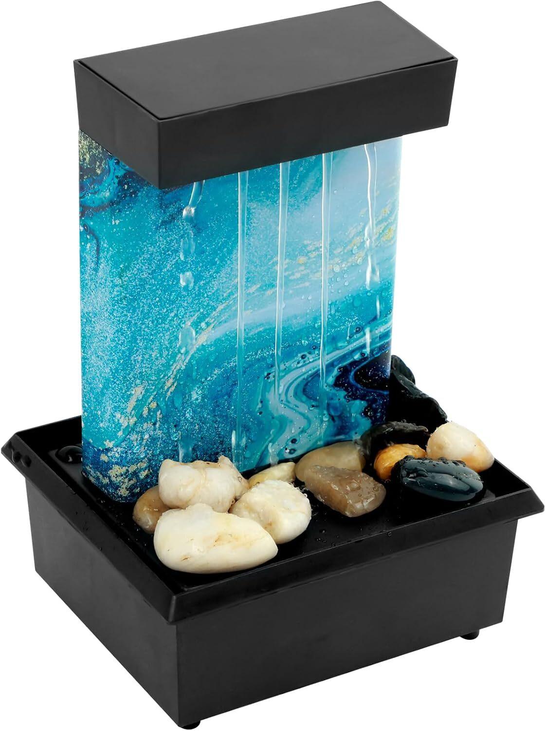 Tabletop Fountain with Light Battery/USB Operated Mini Indoor Water Fountain Zen