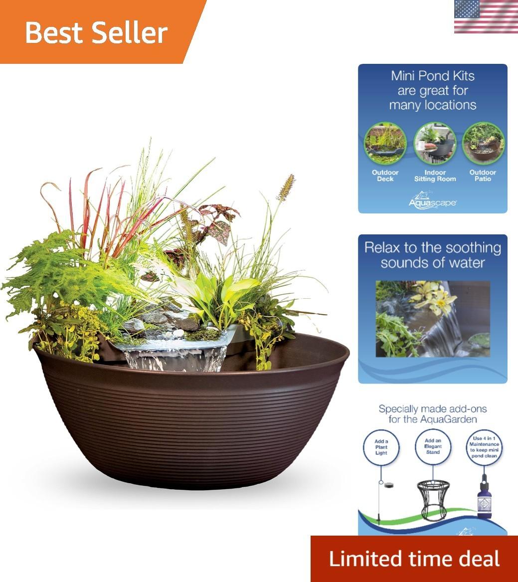 AquaGarden Mini Pond Kit with LED Waterfall Fountain - Indoor & Outdoor Elegance