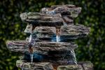 Tiered Water Fountain Outdoor W/9 White LEDs Resin Yard Decor