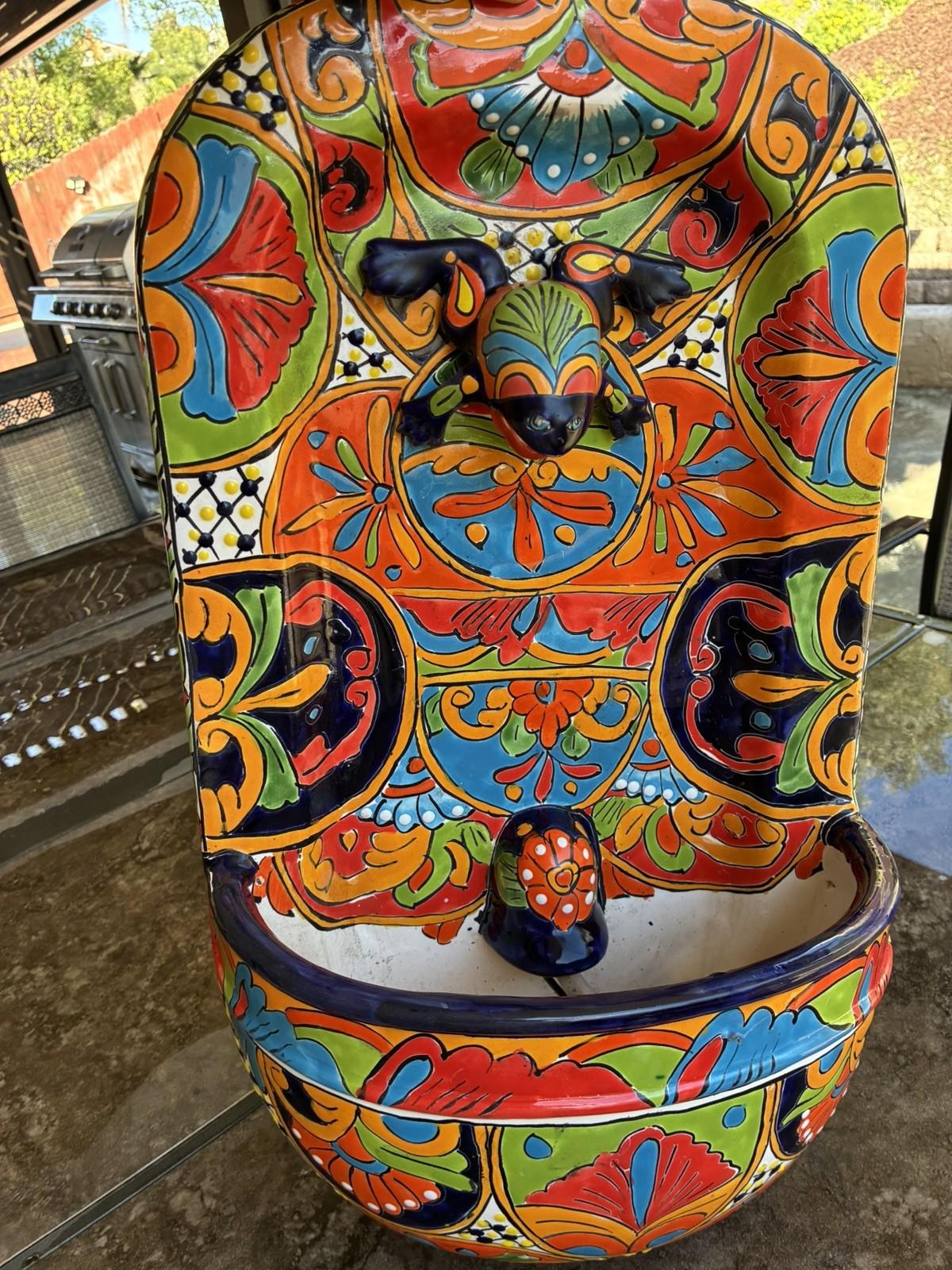 Talavera Wall Fountain | Handcrafted Mexican Ceramic Water Feature 22 X 13 X 8