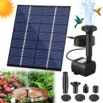 Solar Fountain Pump Outdoor Kit w/ 5 Nozzles for Bird Bath Pond Garden Fish Tank