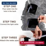 20" Outdoor Water Fountain with Lights, 5-Tiered Cascading Rock Water Fountain, 
