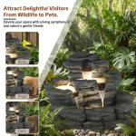 4-Tier Cascading Rock Water Fountain, Outdoor Waterfall Fountain with LED Lights