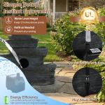 4-Tier Cascading Rock Water Fountain, Outdoor Waterfall Fountain with LED Lights
