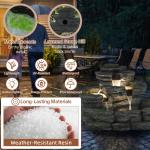4-Tier Cascading Rock Water Fountain, Outdoor Waterfall Fountain with LED Lights