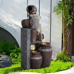 39.3" Outdoor Water Fountain with LED Lights 5 Tiers Modern Outdoor Fountain