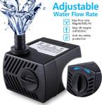 Fountain Pump, 80GPH(4W 300L/H) Submersible Water Pump, Durable Outdoor Fountain
