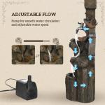 2-in-1 Outdoor Water Fountain with Birdhouse, Tree Trunk Outdoor Water Feature