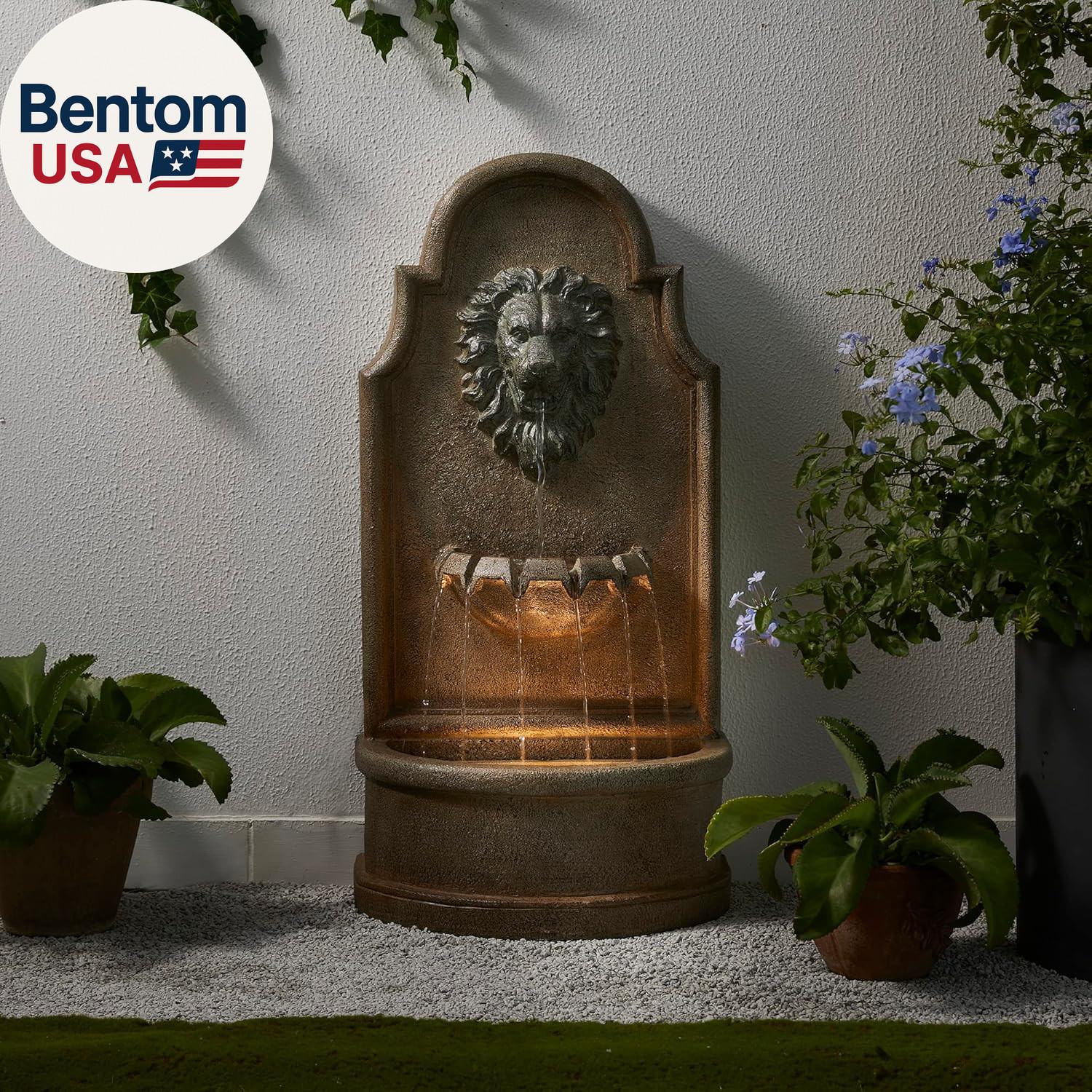 3-Tier Outdoor Water Fountain with LED Light, Oversized Vintage European Style L