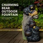 Bear Outdoor Water Fountain with LED Lights Cascading Fountains Outdoor NEW