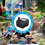 Fountain Pump, 80GPH(4W 300L/H) Submersible Water Pump, Durable Outdoor Fountain