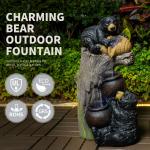 Bear Outdoor Water Fountain with LED Lights Cascading Fountains Outdoor NEW