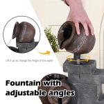 39.3" Outdoor Water Fountain with LED Lights 5 Tiers Modern Outdoor Fountain