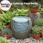 13" Water Fountain Outdoor, Electric Resin Fountains with LED Lights and Blue Se