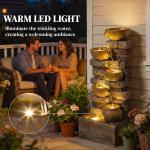 Outsunny Outdoor Fountain with LED Lights, Resin Garden Fountain