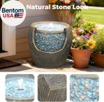 13" Water Fountain Outdoor, Electric Resin Fountains with LED Lights and Blue Se