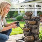 Outsunny Outdoor Fountain with LED Lights, Resin Garden Fountain