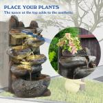 6-Tier Cascading Rock Water Fountain with LED Lights for Patio Garden