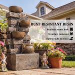 Outsunny Outdoor Fountain with LED Lights, Resin Garden Fountain