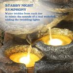 6-Tier Cascading Rock Water Fountain with LED Lights for Patio Garden