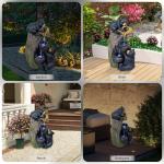 Bear Outdoor Water Fountain with LED Lights Cascading Fountains Outdoor NEW