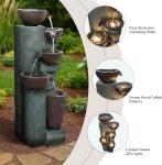 Large Outdoor Water Fountain 39.7in with LED Lights 5-Tier Cascading Resin Fi...