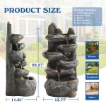 6-Tier Cascading Rock Water Fountain with LED Lights for Patio Garden