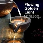 Large Outdoor Water Fountain 39.7in with LED Lights 5-Tier Cascading Resin Fi...