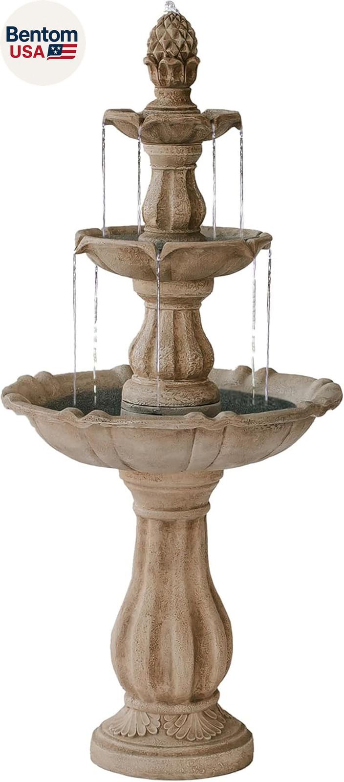 Outdoor Water Fountain 51 Inch 3-Tier Garden Fountain with Pump, Weather Resista