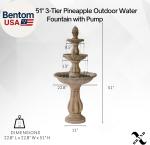 Outdoor Water Fountain 51 Inch 3-Tier Garden Fountain with Pump, Weather Resista