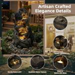 Outdoor 5-Tier Cascading Water Fountain  Freestanding Water Feature with Lights