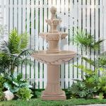Grepatio Italian Outdoor Water Fountain, 48" H Waterfalls with Pump, 3-Tier Roman Pillar Garden Fountain, Indoor/Outdoor Modern Floor Standing Water Fountains for Garden, Patio, House Decor