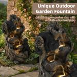 Outdoor 5-Tier Cascading Water Fountain  Freestanding Water Feature with Lights