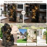 Outdoor 5-Tier Cascading Water Fountain  Freestanding Water Feature with Lights
