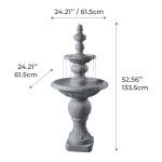 Teamson Home 2-Tier Pedestal Outdoor Water Fountain, Shallow Basin with Adjustable Flow & Electric Pump, Gray