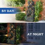 Magic Union 10-Tier Cascading Rock Water Fountain, 40" H Outdoor Freestanding Fountain with LED Lights and Pump, Outdoor Garden Waterfall Decor for Patio, Yard and Deck Decor, Natural Stone Look