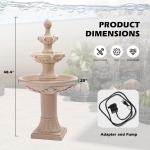 Grepatio Italian Outdoor Water Fountain, 48" H Waterfalls with Pump, 3-Tier Roman Pillar Garden Fountain, Indoor/Outdoor Modern Floor Standing Water Fountains for Garden, Patio, House Decor