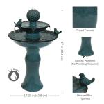 Sunnydaze Resting Birds Contemporary Blue Ceramic 2-Tiered Outdoor Water Fountain