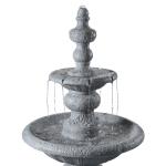 Teamson Home 2-Tier Pedestal Outdoor Water Fountain, Shallow Basin with Adjustable Flow & Electric Pump, Gray