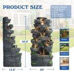 Magic Union 10-Tier Cascading Rock Water Fountain, 40" H Outdoor Freestanding Fountain with LED Lights and Pump, Outdoor Garden Waterfall Decor for Patio, Yard and Deck Decor, Natural Stone Look