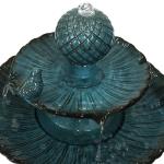 Sunnydaze Resting Birds Contemporary Blue Ceramic 2-Tiered Outdoor Water Fountain