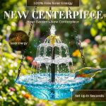 ValueAgain Solar Cascade Hanging Bird Bath Fountain, Outdoor Hanging Bird Bath with Solar Fountain, Large Humming Bird Baths are Suitable, with Solars Pump & Bowl,for Outdoor, Gardens,Blue