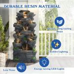 Magic Union 10-Tier Cascading Rock Water Fountain, 40" H Outdoor Freestanding Fountain with LED Lights and Pump, Outdoor Garden Waterfall Decor for Patio, Yard and Deck Decor, Natural Stone Look