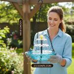 ValueAgain Solar Cascade Hanging Bird Bath Fountain, Outdoor Hanging Bird Bath with Solar Fountain, Large Humming Bird Baths are Suitable, with Solars Pump & Bowl,for Outdoor, Gardens,Blue